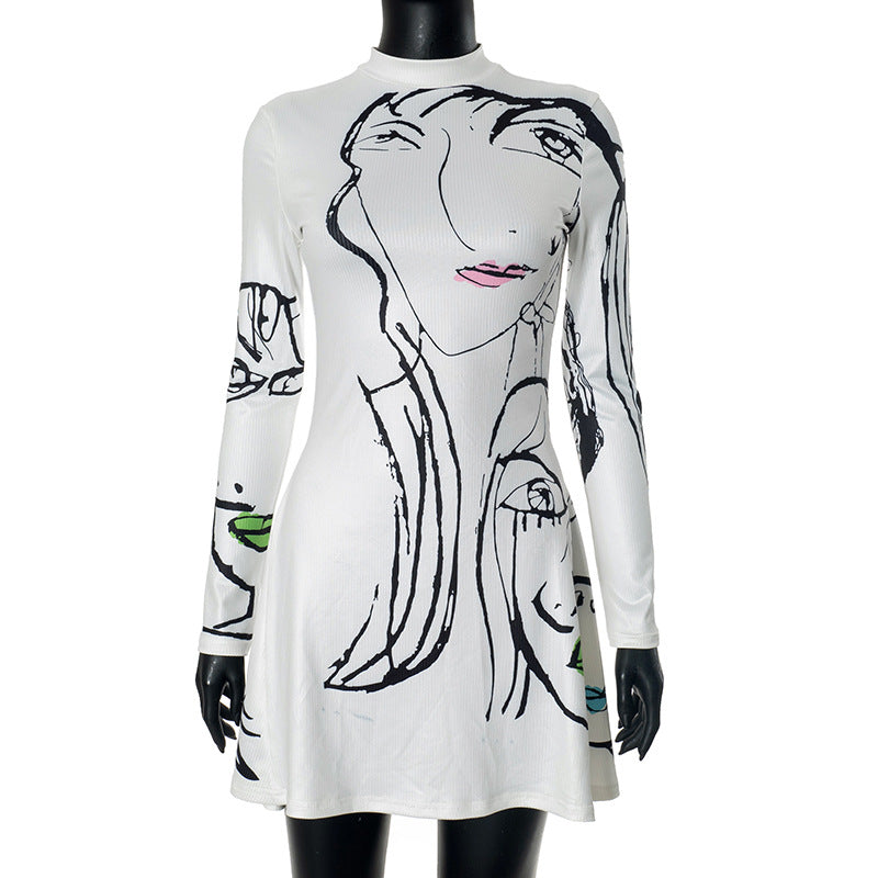 Women's Clothing Printing Casual Long-Sleeved Dress 3