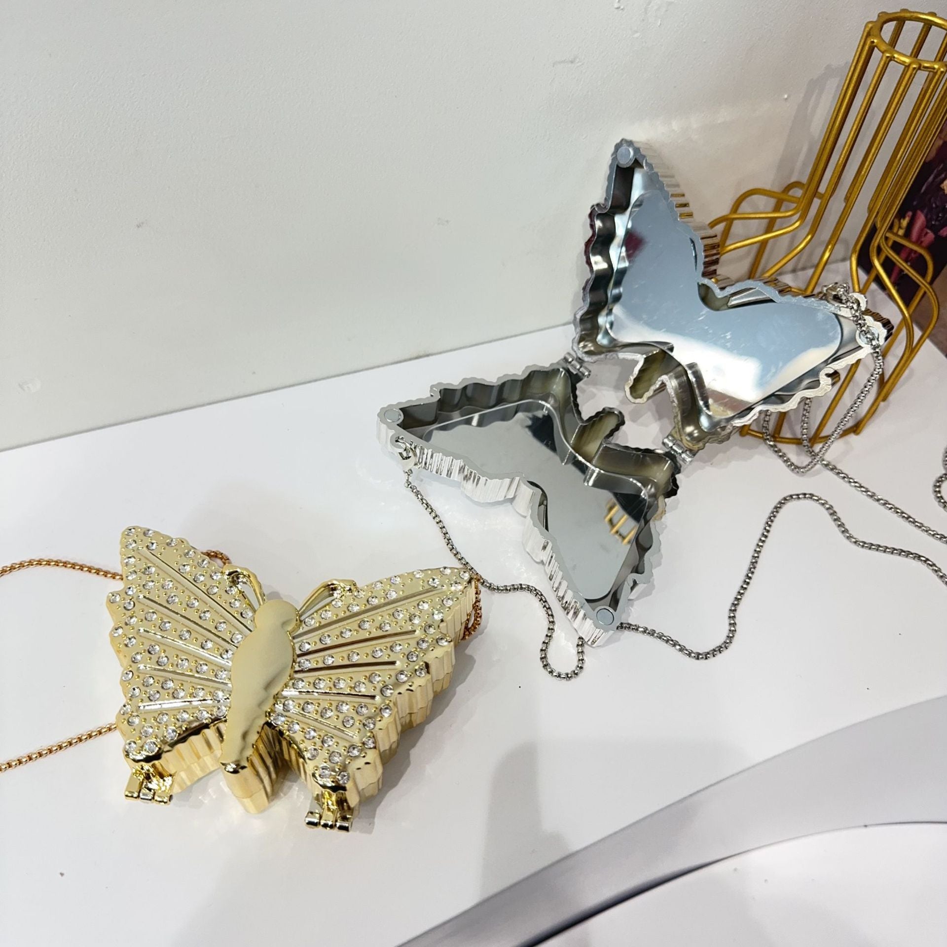 Women Chain Diamond-Encrusted Butterfly Mini Shoulder Bag 25