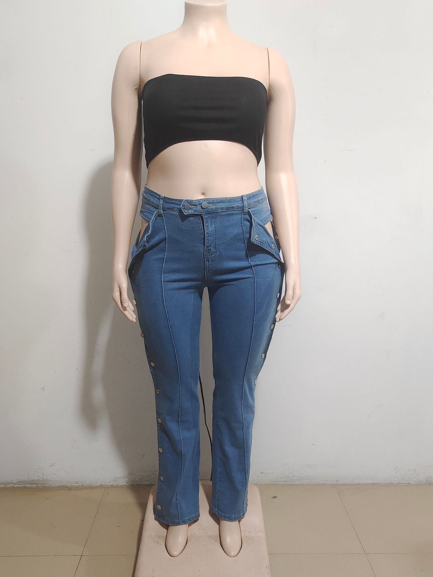 Women Button Casual Denim Pants 4