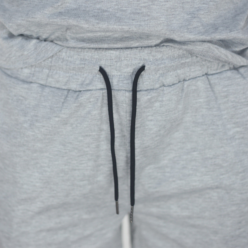 Summer Men'S Solid Color Short-Sleeved T-Shirt Shorts Sports Two Piece Suit 52