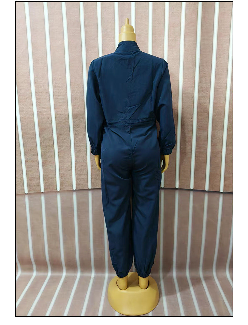 Plus Size Women Fashion Solid Pocket Sexy Jumpsuit 11