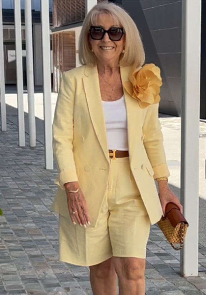 Summer Fashion Women's Clothing Turndown Collar Blazer Shorts Two-Piece Suit