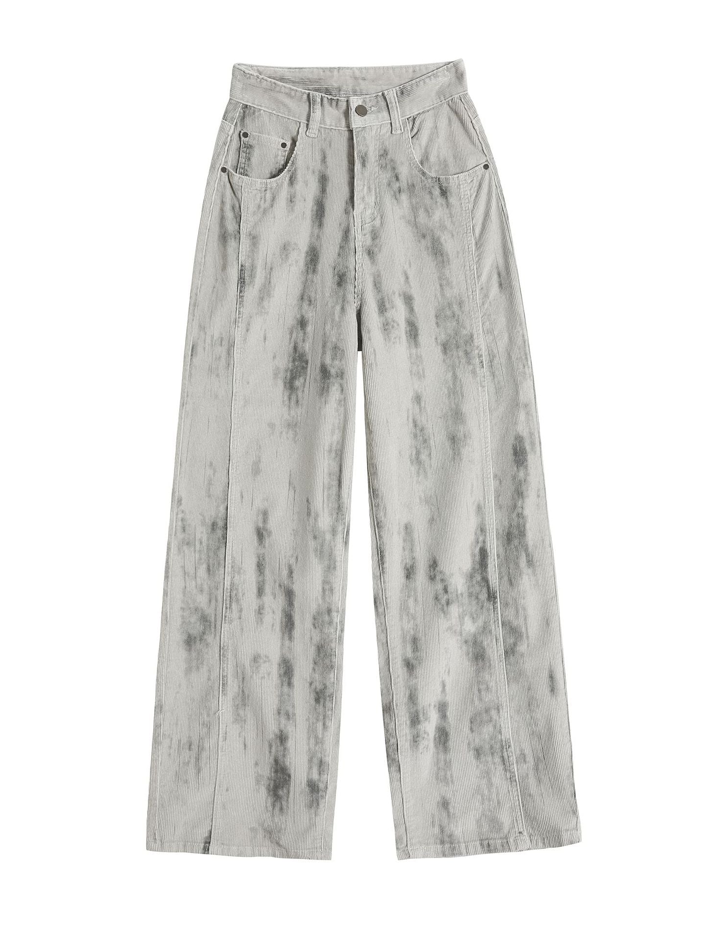 Women Autumn American Tie-Dye Stretchy Denim Wide-Leg Pants 6