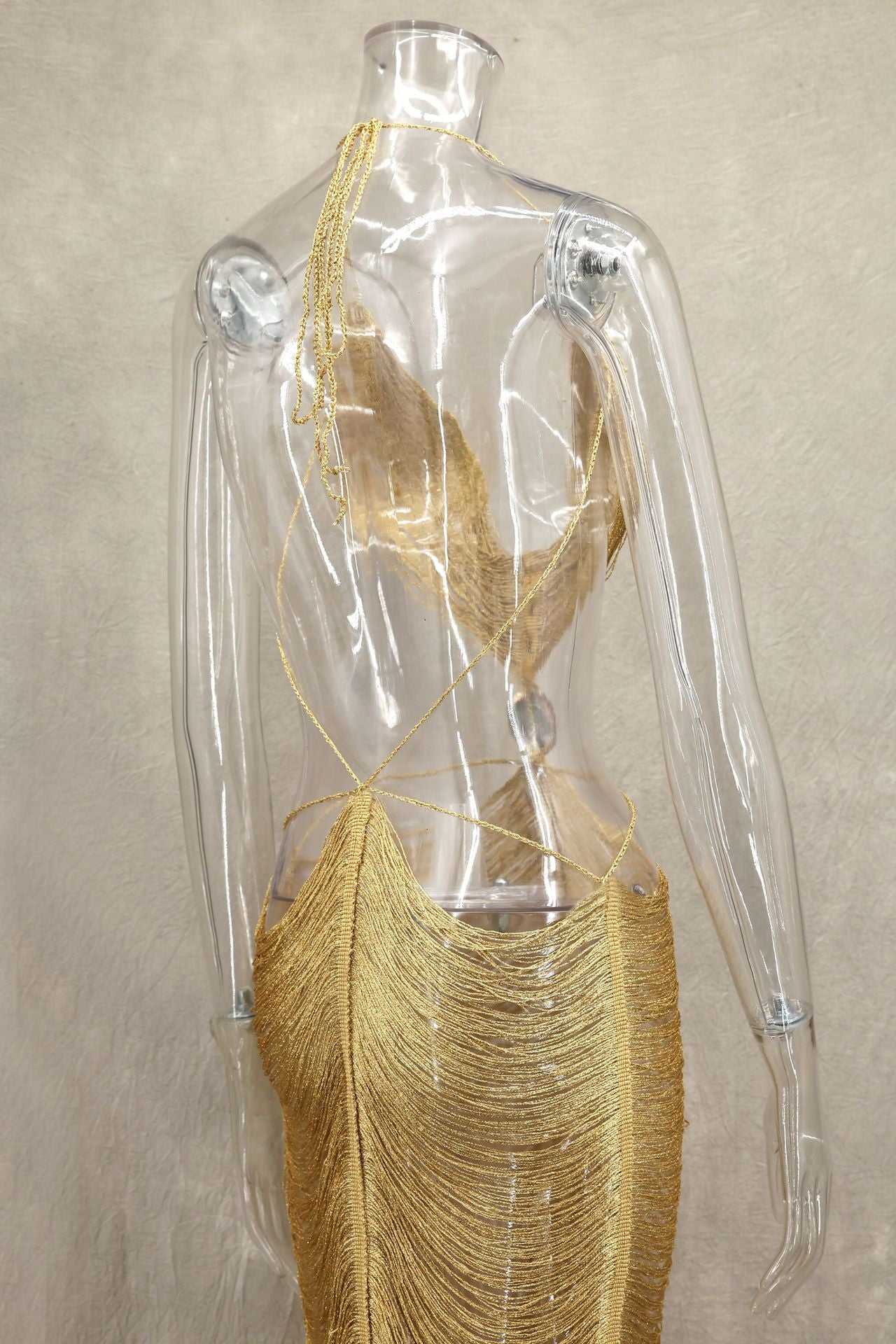 Spring Summer Fashion Shell Tassel Halter Neck Lace Up Sexy Slimming Adjustable Long Dress 14