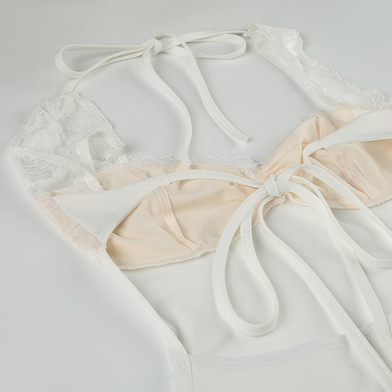 Women Lace Patchwork Sexy Backless Lace Sundress 20