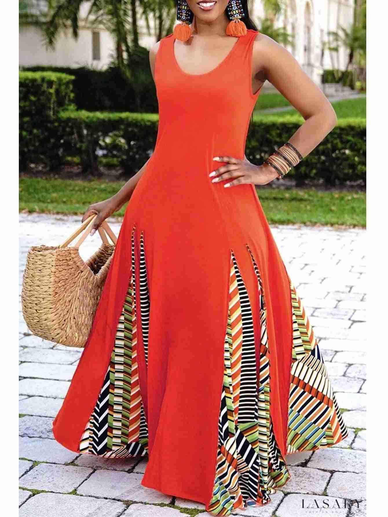 Women Spring and Summer Round Neck Patchwork Dress 5