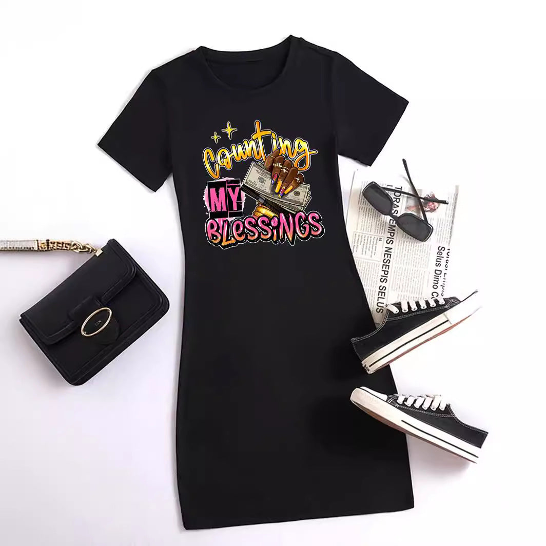 Women Printed Round Neck Casual Dress