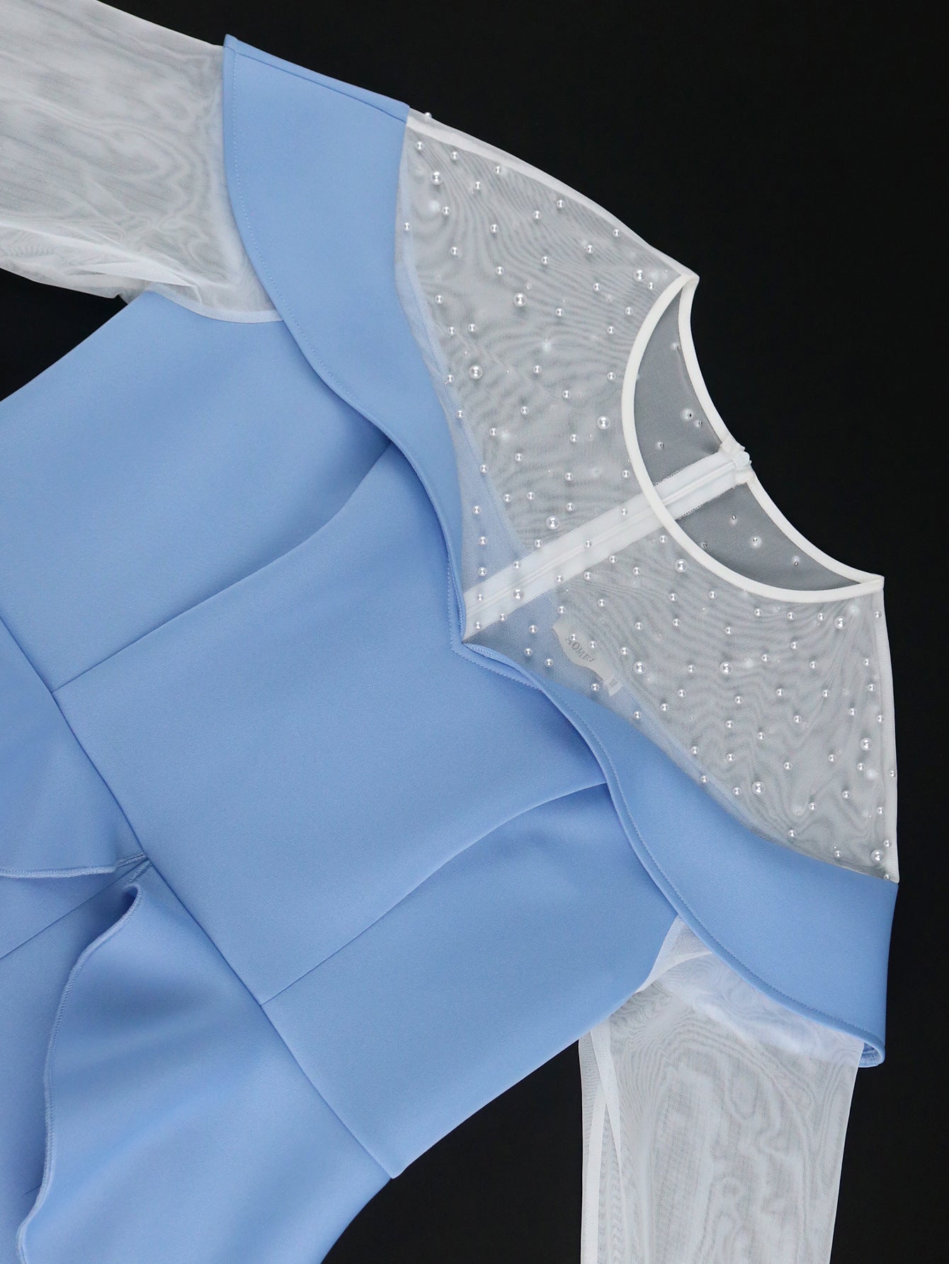 Elegant Beaded See-Through Long Sleeve Peplum Formal Party Dress 7