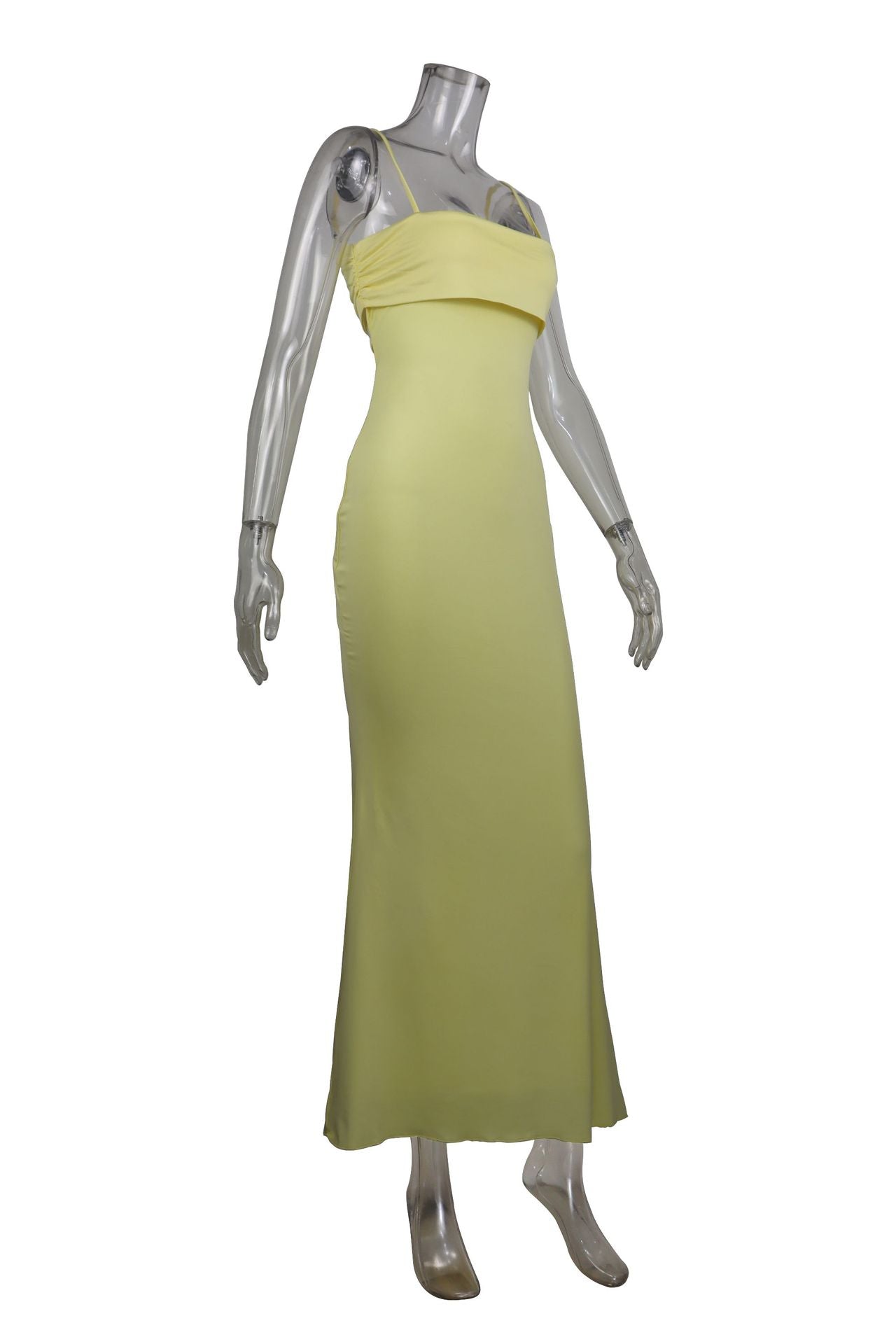 Spring sexy Low Back Strap solid color slim-fitting long dress 11