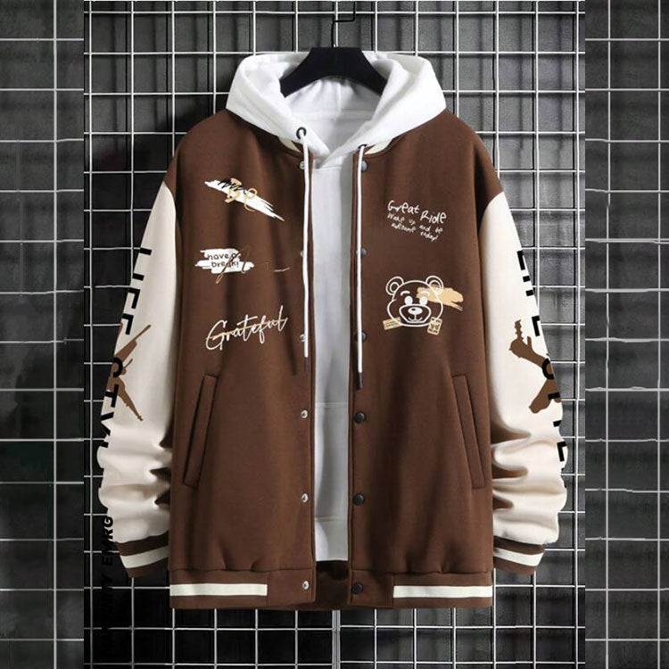 Men's Baseball Uniform Jacket Spring And Autumn Trendy American High Street Young Men's Loose Casual Coat 14