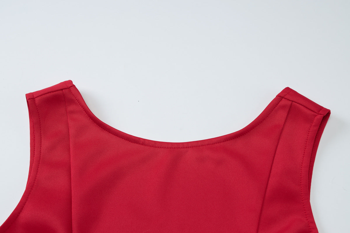 Women Winter Solid Sleeveless Sexy Backless Dresses 12