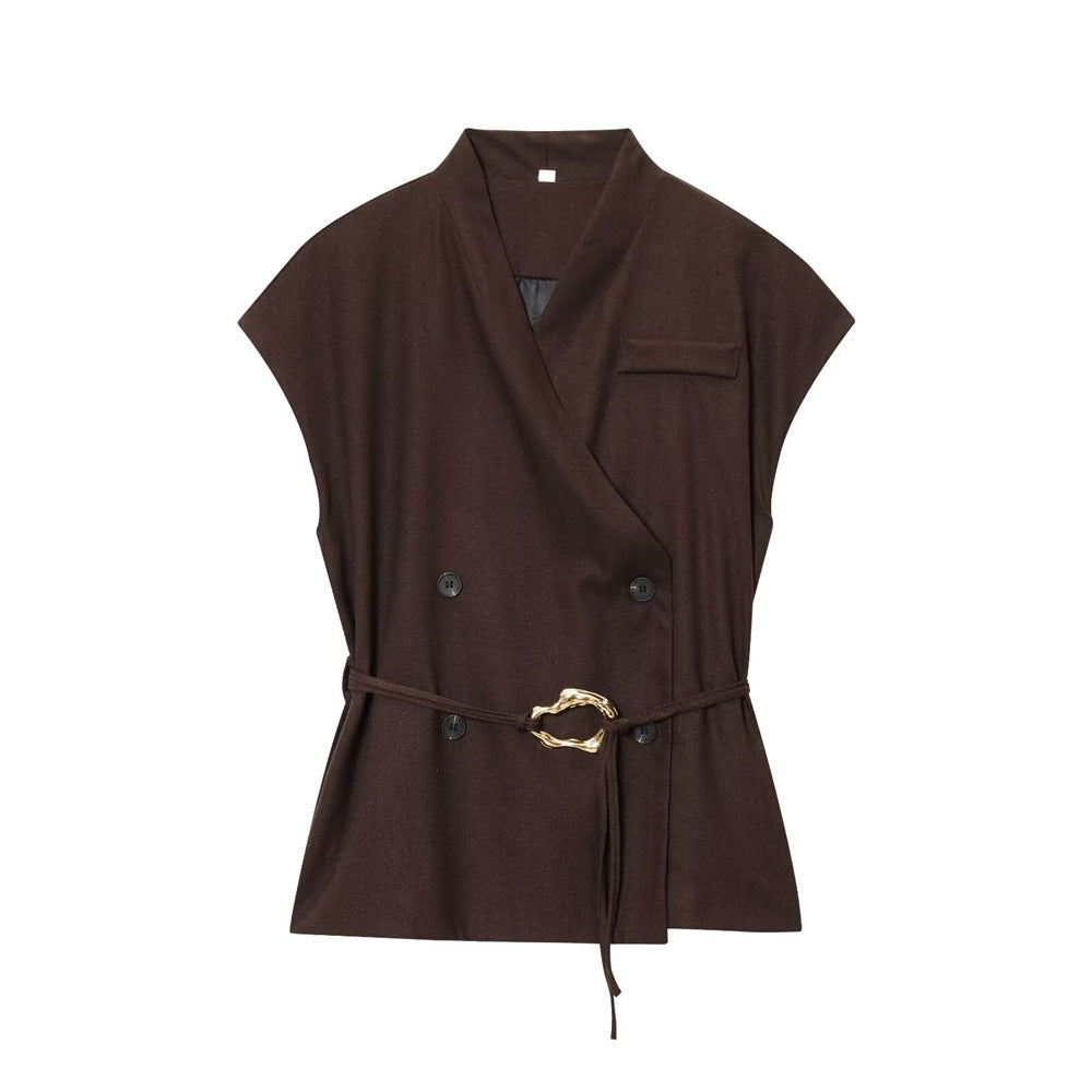 Women summer suit vest wide-leg pants two-piece set