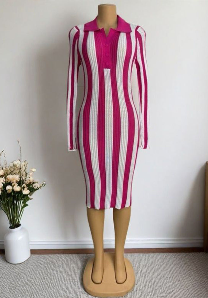 Women Striped Backless Bodycon Dress