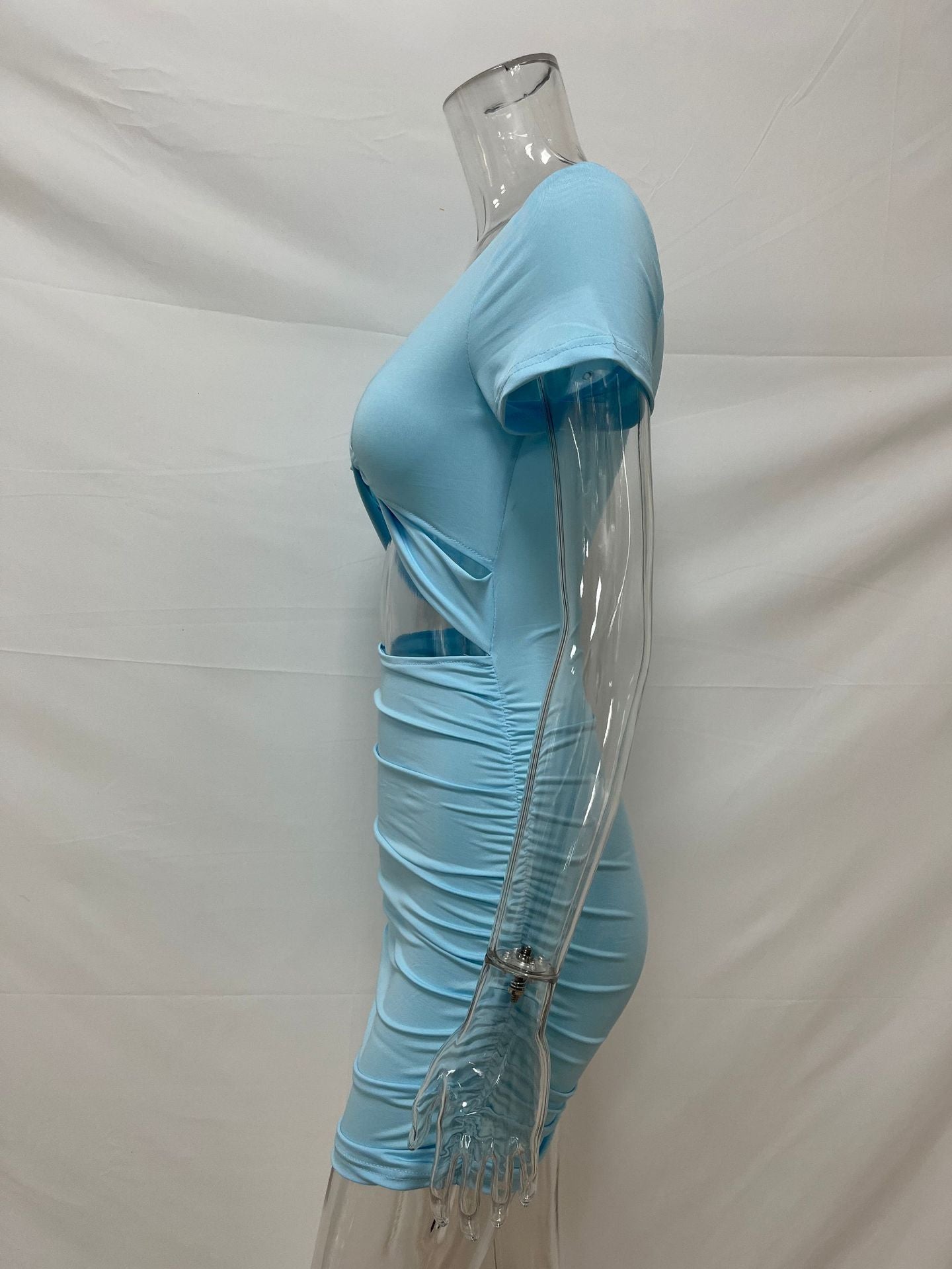 Women Summer Sexy V-Neck Short Sleeve Bodycon Dress 35