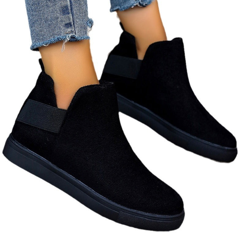 Plus Size Women's Shoes Suede Elastic Slip-On Casual Sneakers Sports Fashion Shoes 8