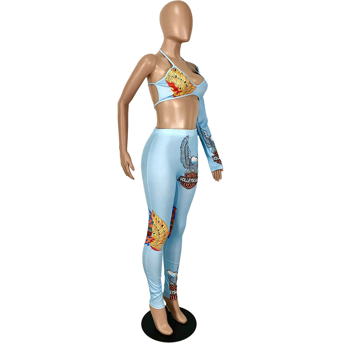 Women Print Single Sleeve Top and Pant Casual Two-piece Set 10