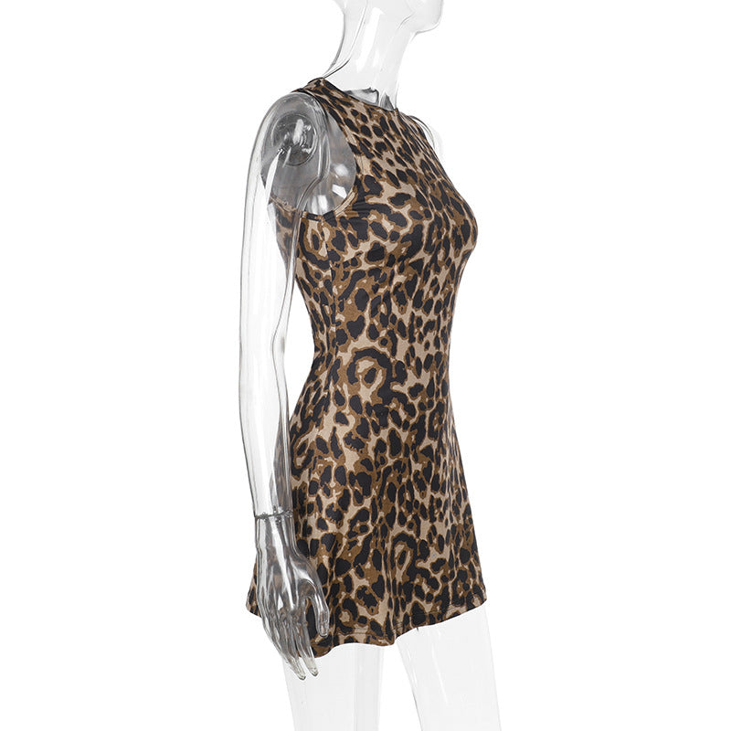 Women spring sexy vest leopard print dress 7