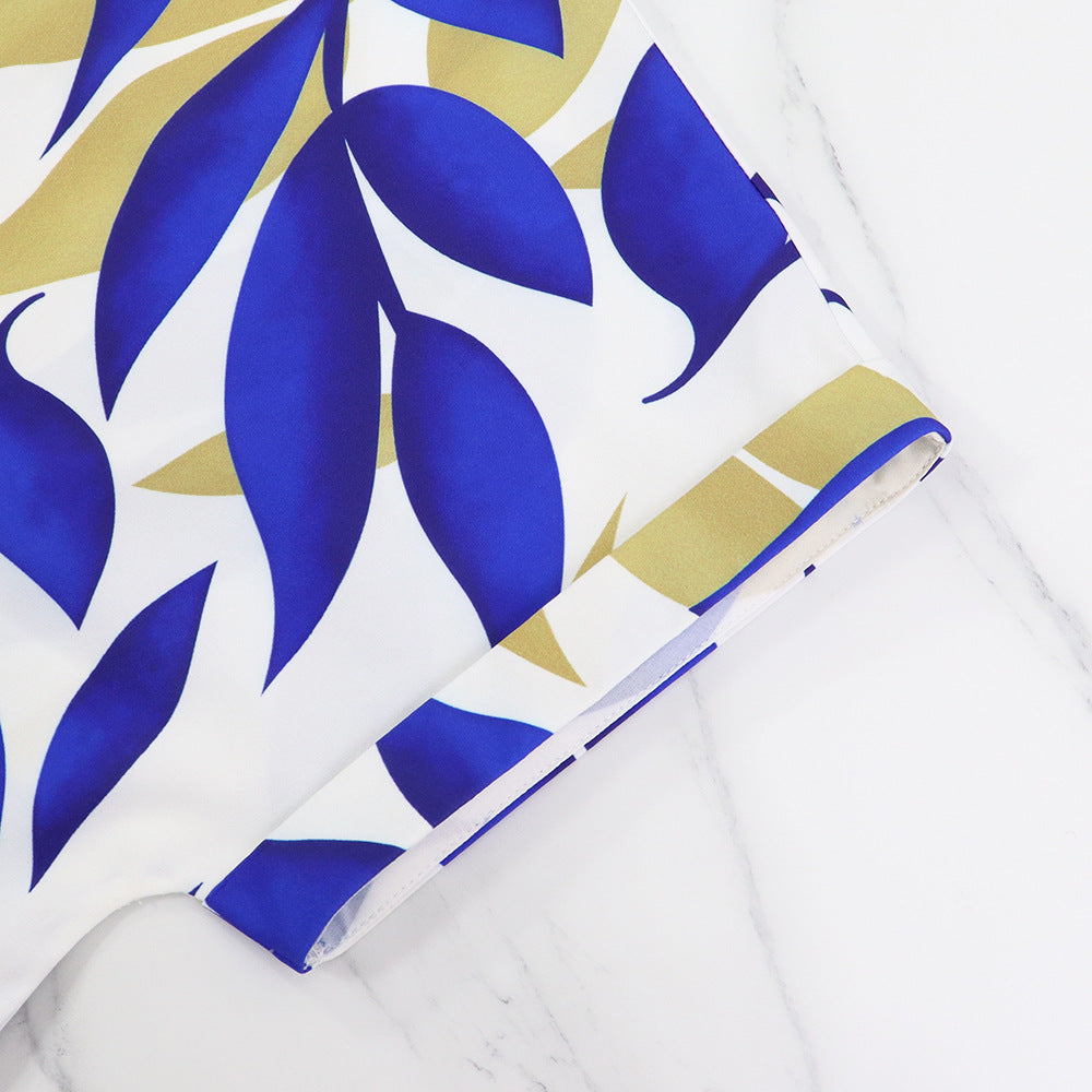 Summer Women Fashion Printed Short Sleeve Casual Shirt Dress 8