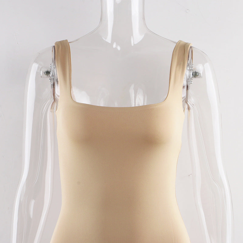 Strap Sexy U-Neck Solid Tight Fitting Women's Bodycon Dress 16