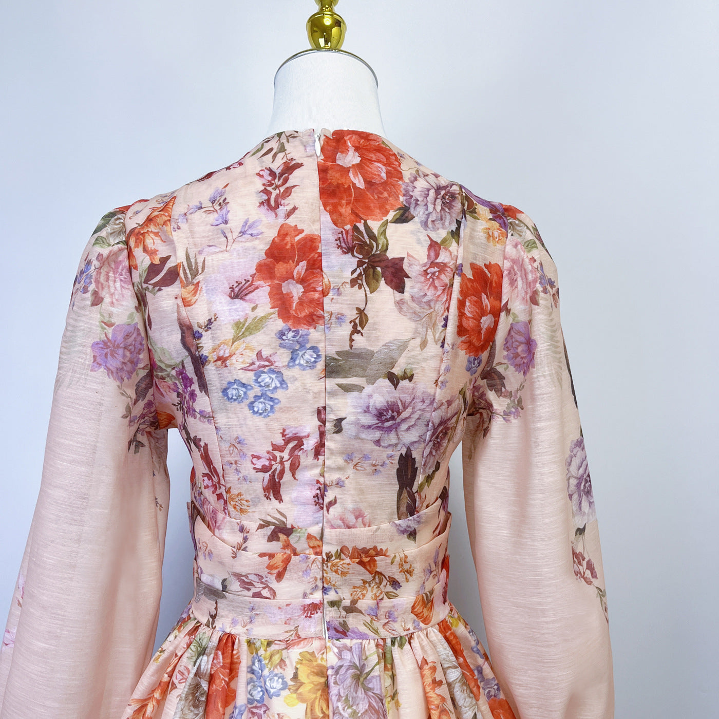 V neck Floral Print High Waist Pleated Holidays Short Dress for Women 13