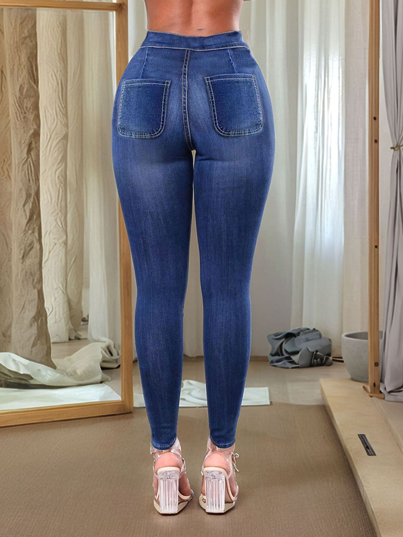 Women Ripped Stretchy Denim Pants 5