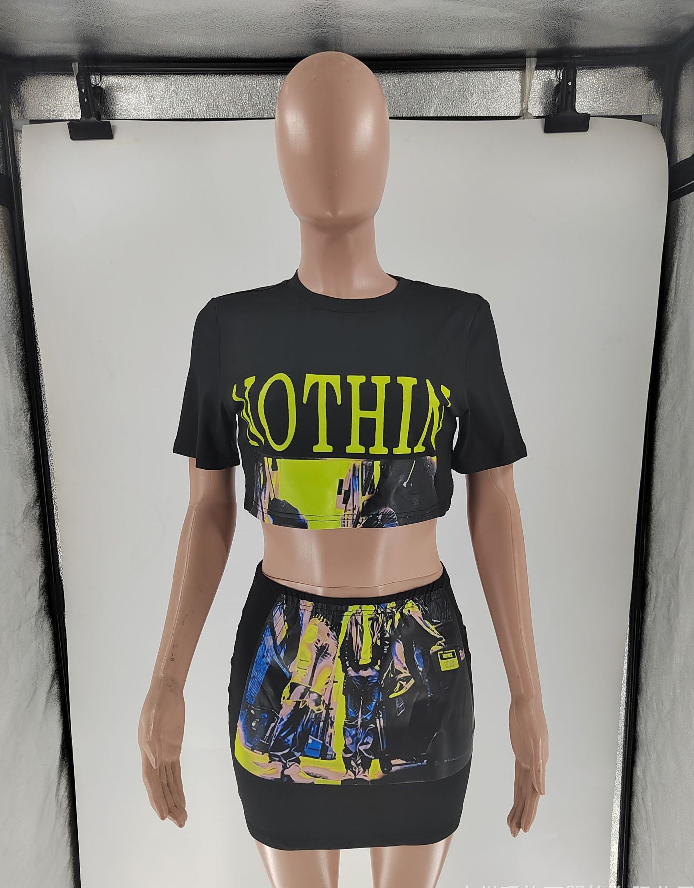 Women Casual Print Top and Skirt Two Piece Set 5