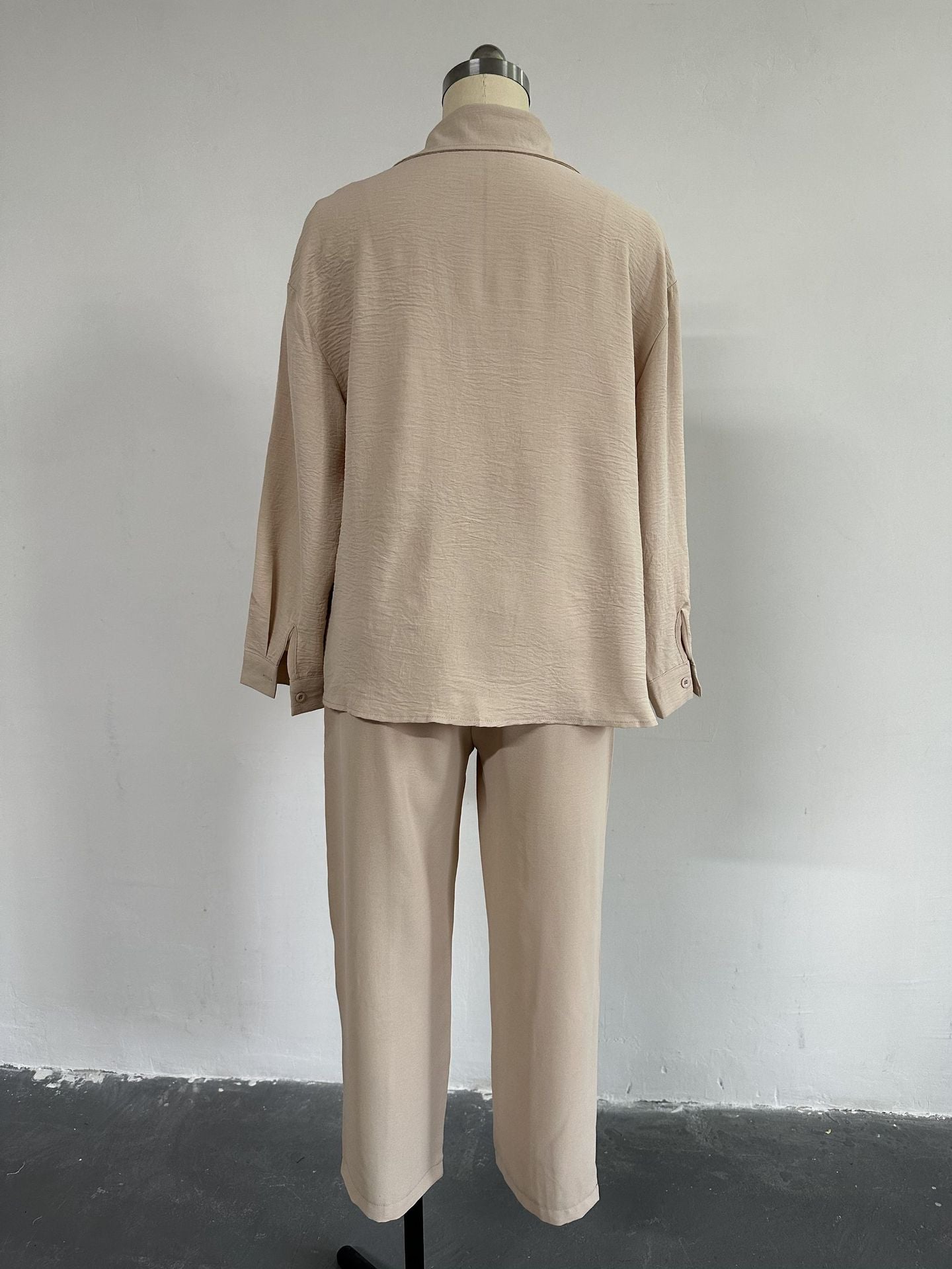 Plus Size Women's Fall Casual Loose Shirt Coat Cropped Sport Harem Pants Two-Piece Set 18