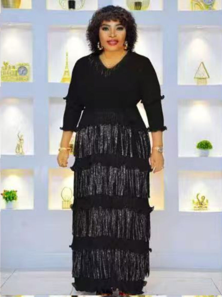 Ruffle Plus Size Fashion African Loose Chic Elegant Long Dress 11