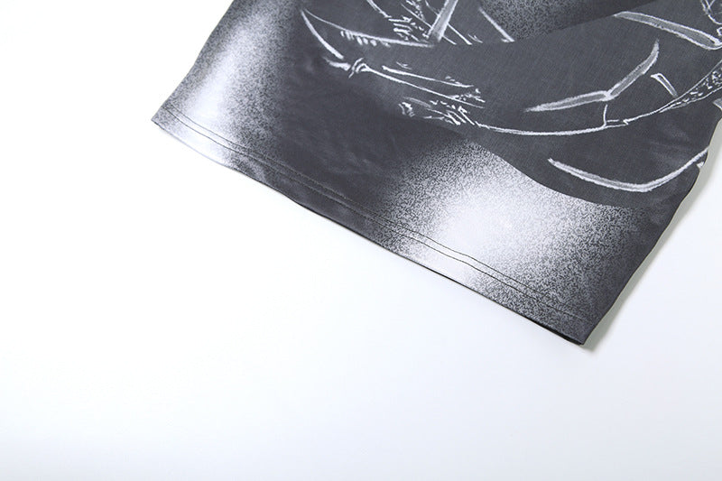 Spring Summer Women's Print High Neck Bodycon Dress 12