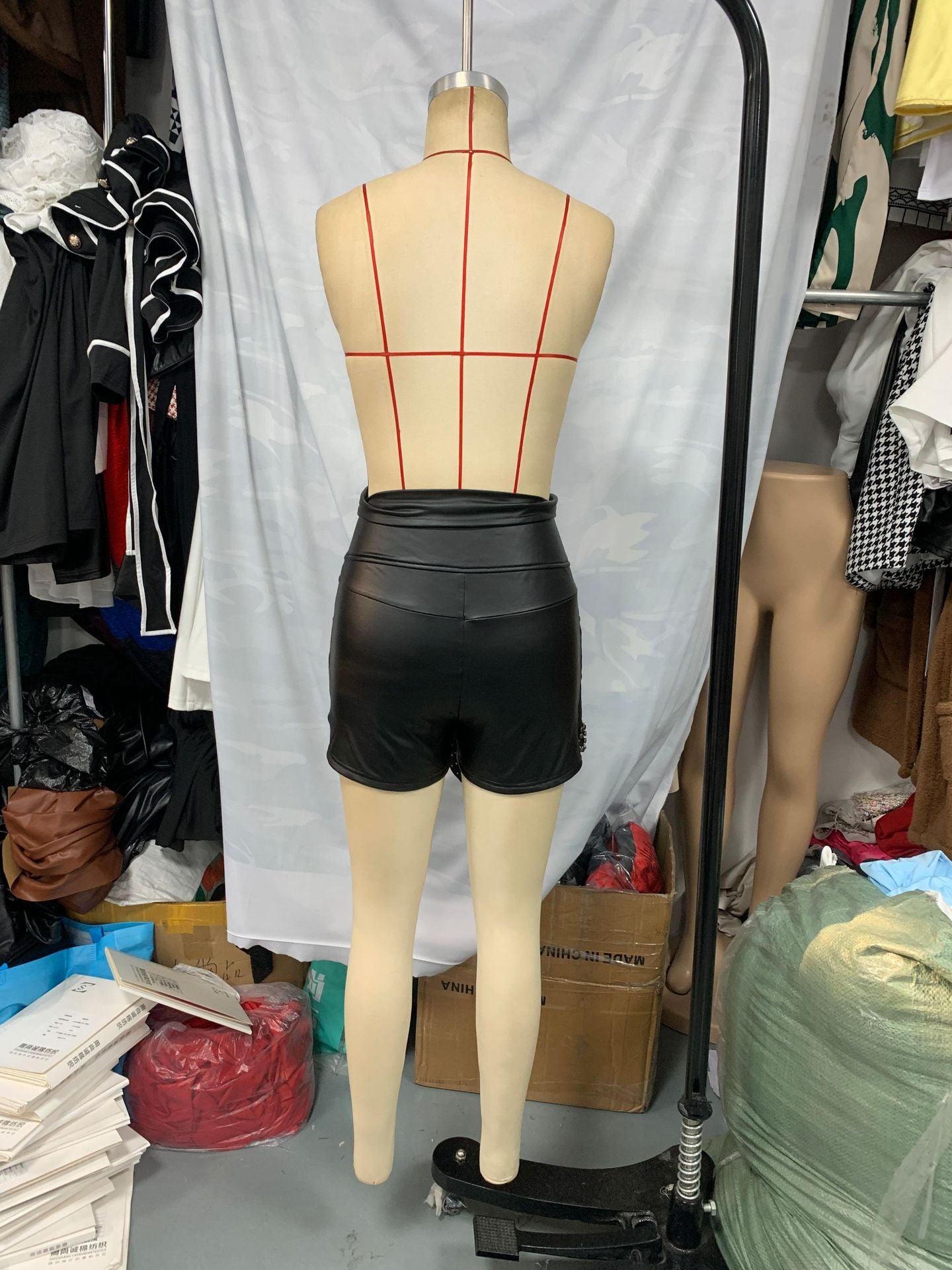 Women Casual Solid Leather Shorts 6