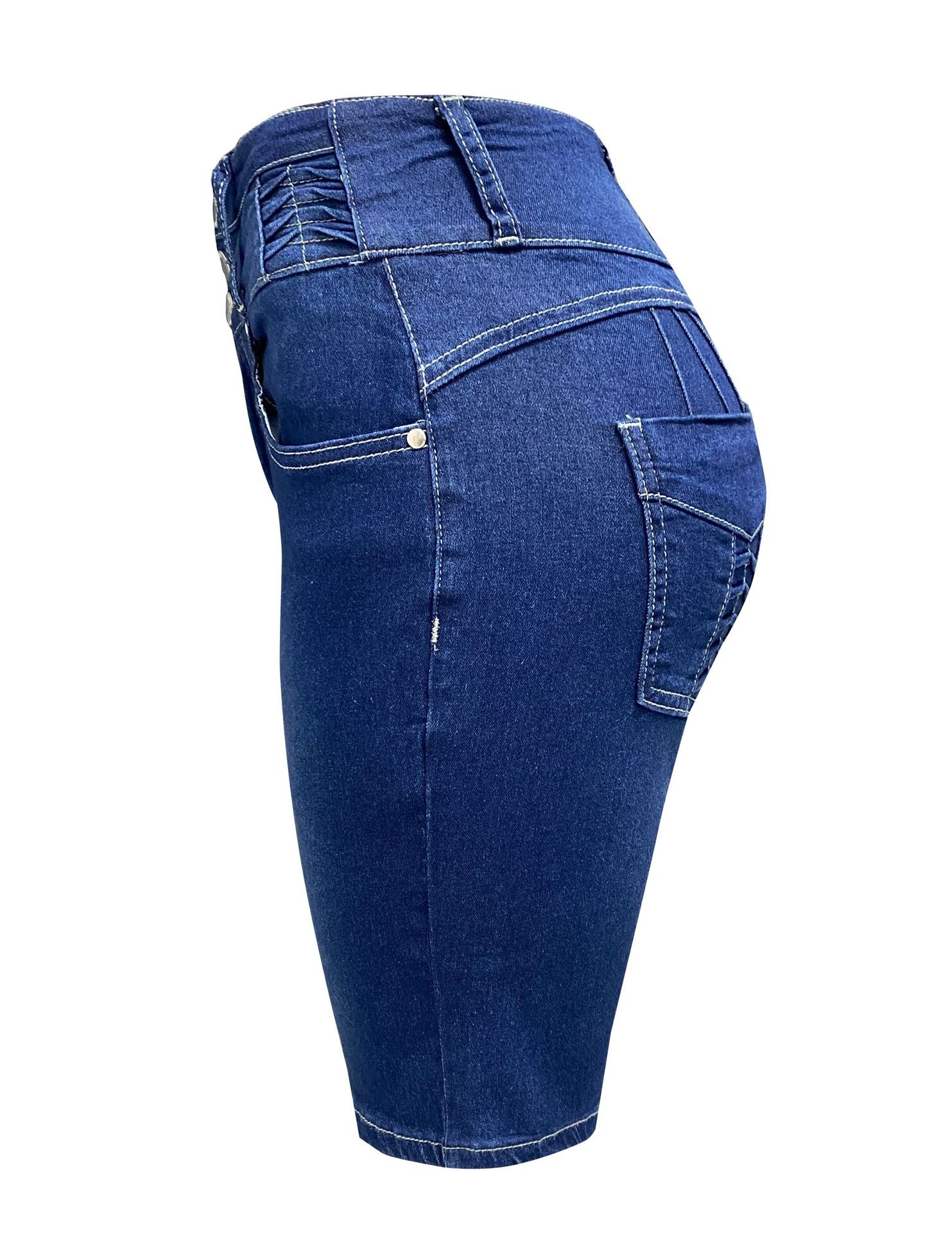 Women's Knee-Length Tight Fitting Slim Fit Denim Shorts 10