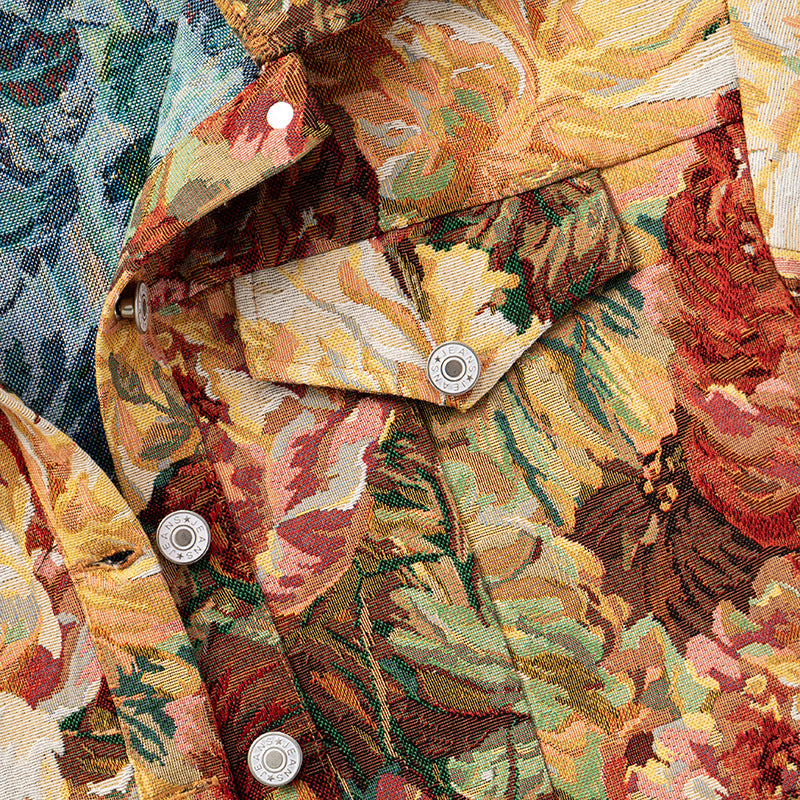 Women  Retro jacquard Turndown Collar Cardigan Jacket 8