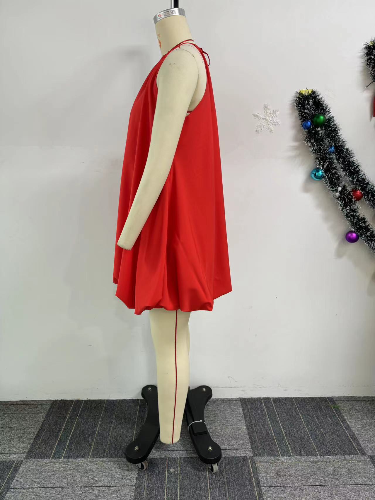 Solid Color Sleeveless Short Bubble Dress 7