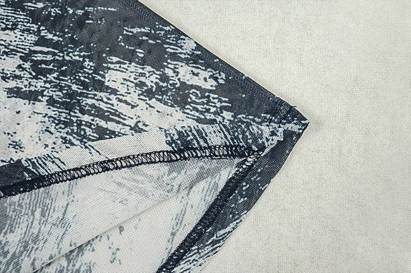 Women Printed Colorblock Round Neck Long Sleeve Bodycon Dress 15