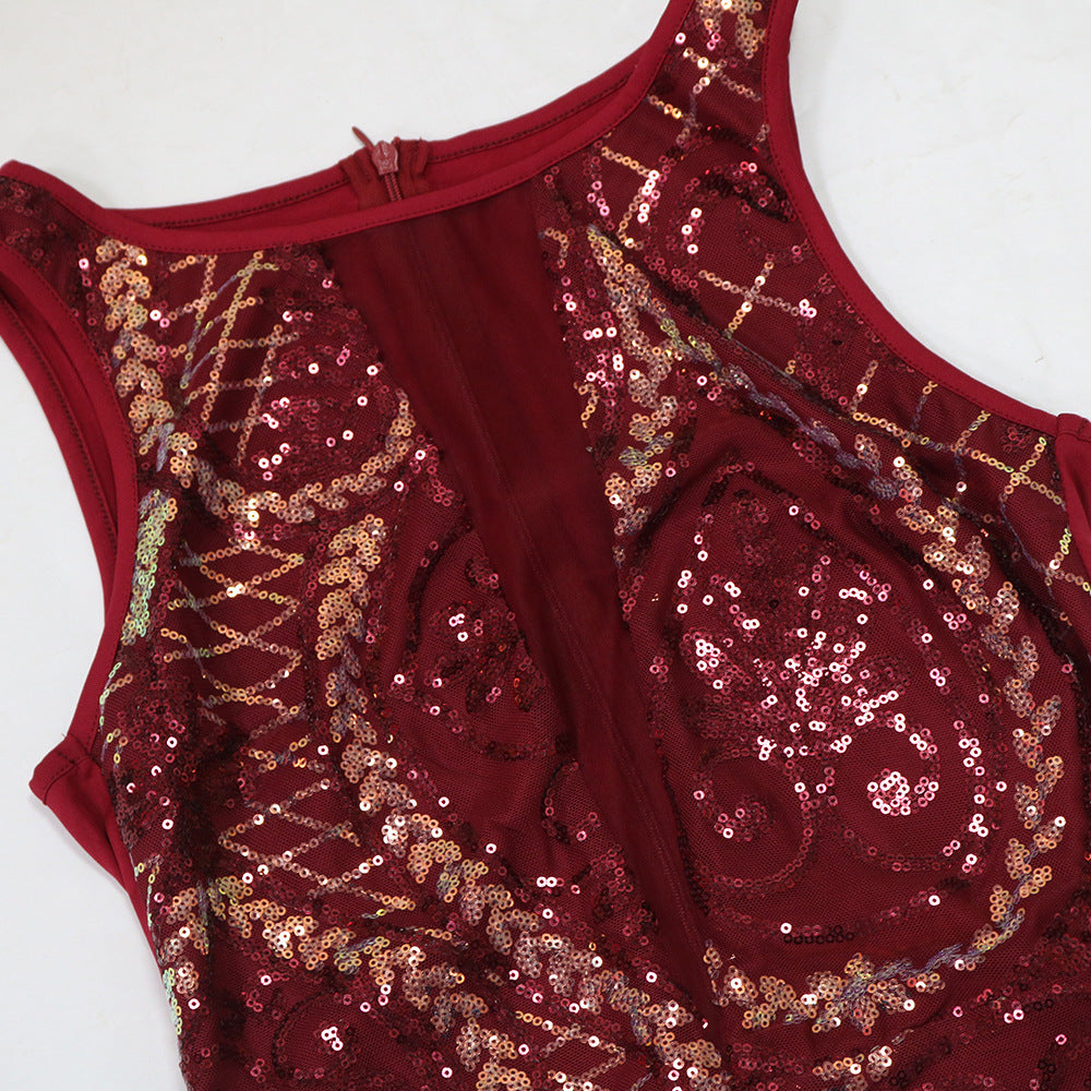 Women's Sleeveless Round Neck Sequin Bodycon Dress 7