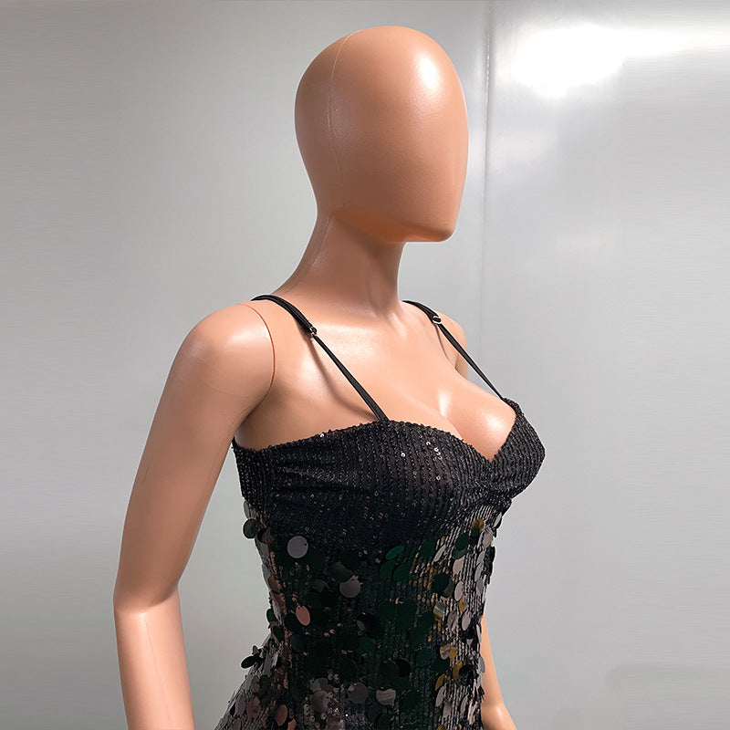 Summer Women's Glitter Sequin Low Back Strap Bodycon Dress 30