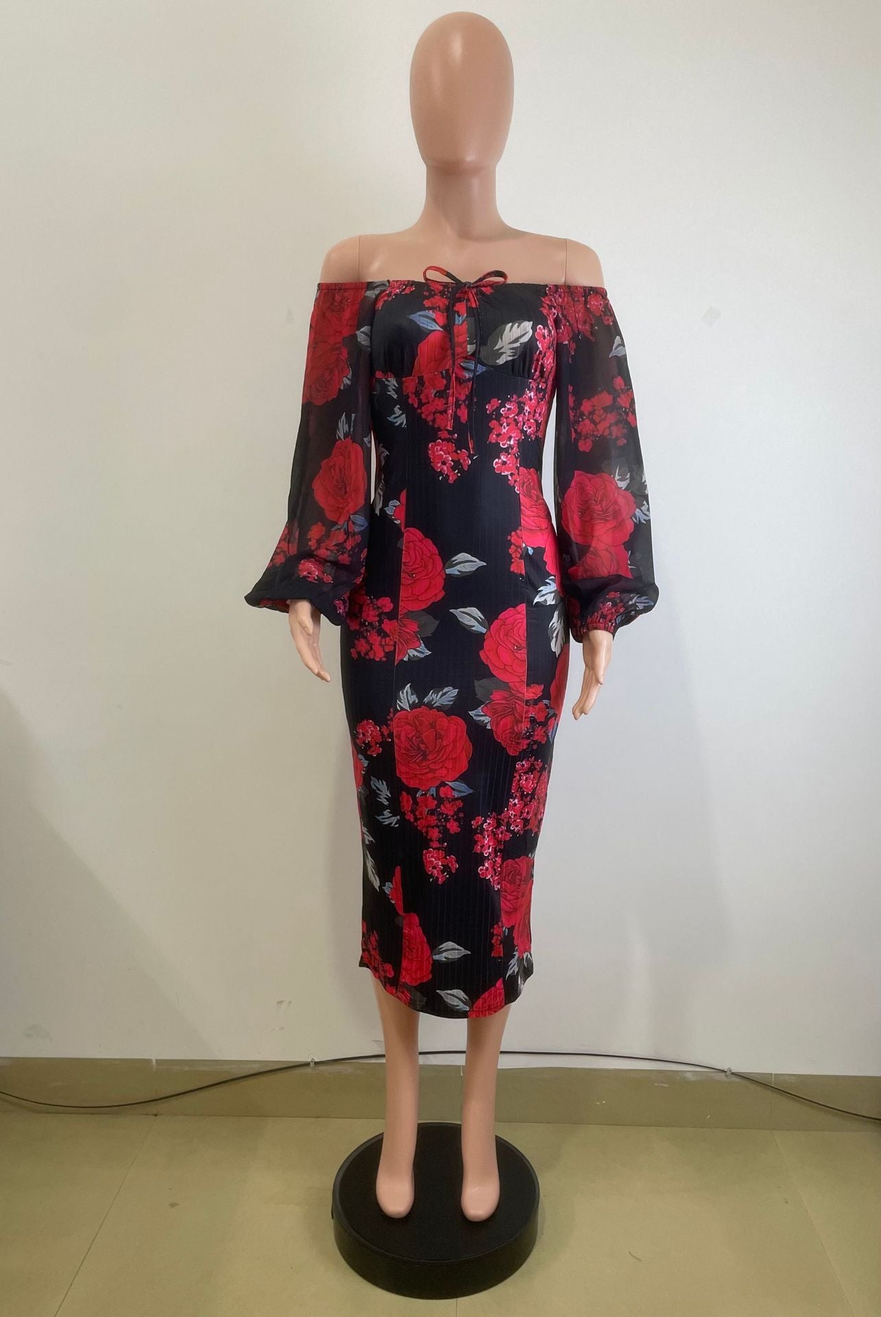 Women's Print Off-Shoulder Slim Bodycon Dress 5