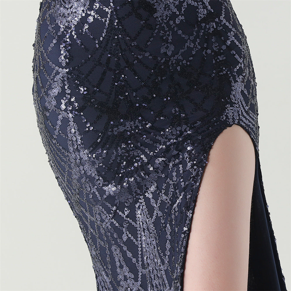 Women Beaded Tube Fishbone Lace-Up Sequin Formal Party Evening Dress 67