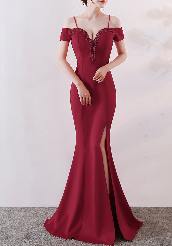 Long length body-fitting bridesmaid evening dress evening party Formal Party host performance annual meeting dress