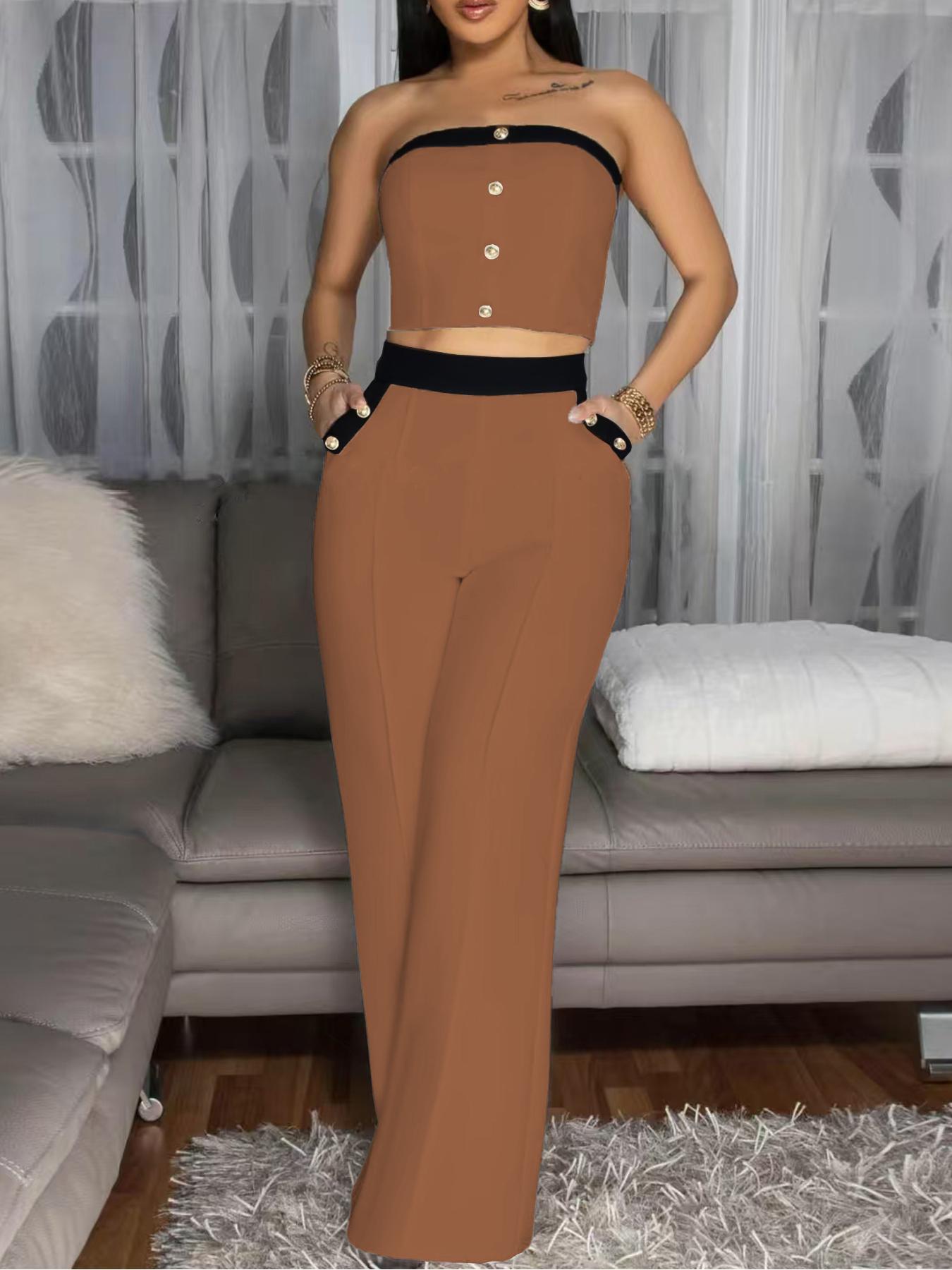 Women Summer Wrap Sleeveless Top and Trousers two-piece set 7
