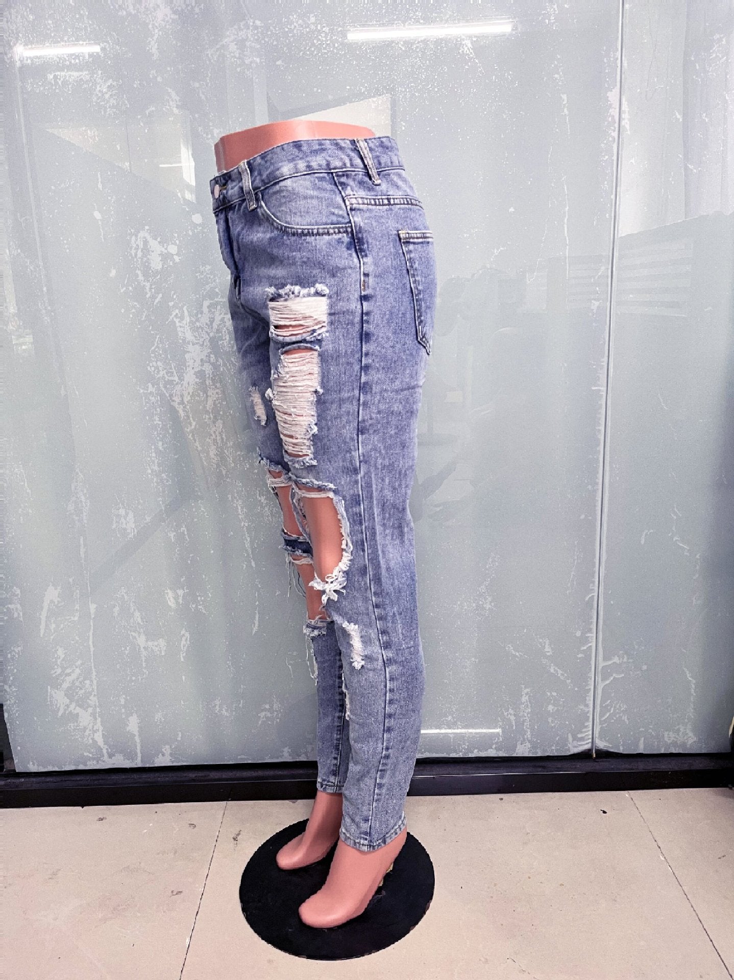 Ripped Slim Women's Denim Long Pants 8