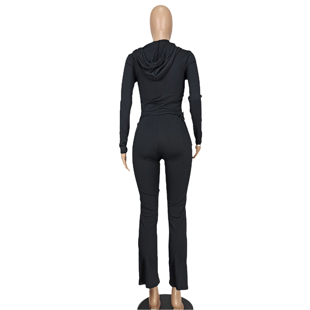 Women's Fashion Casual Ribbed Hooded Two-Piece Pants Set 17