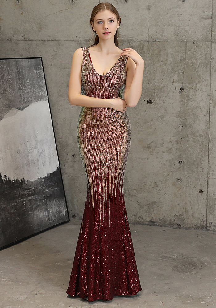Women Sequined Formal Party Elegant Mermaid Evening Dress