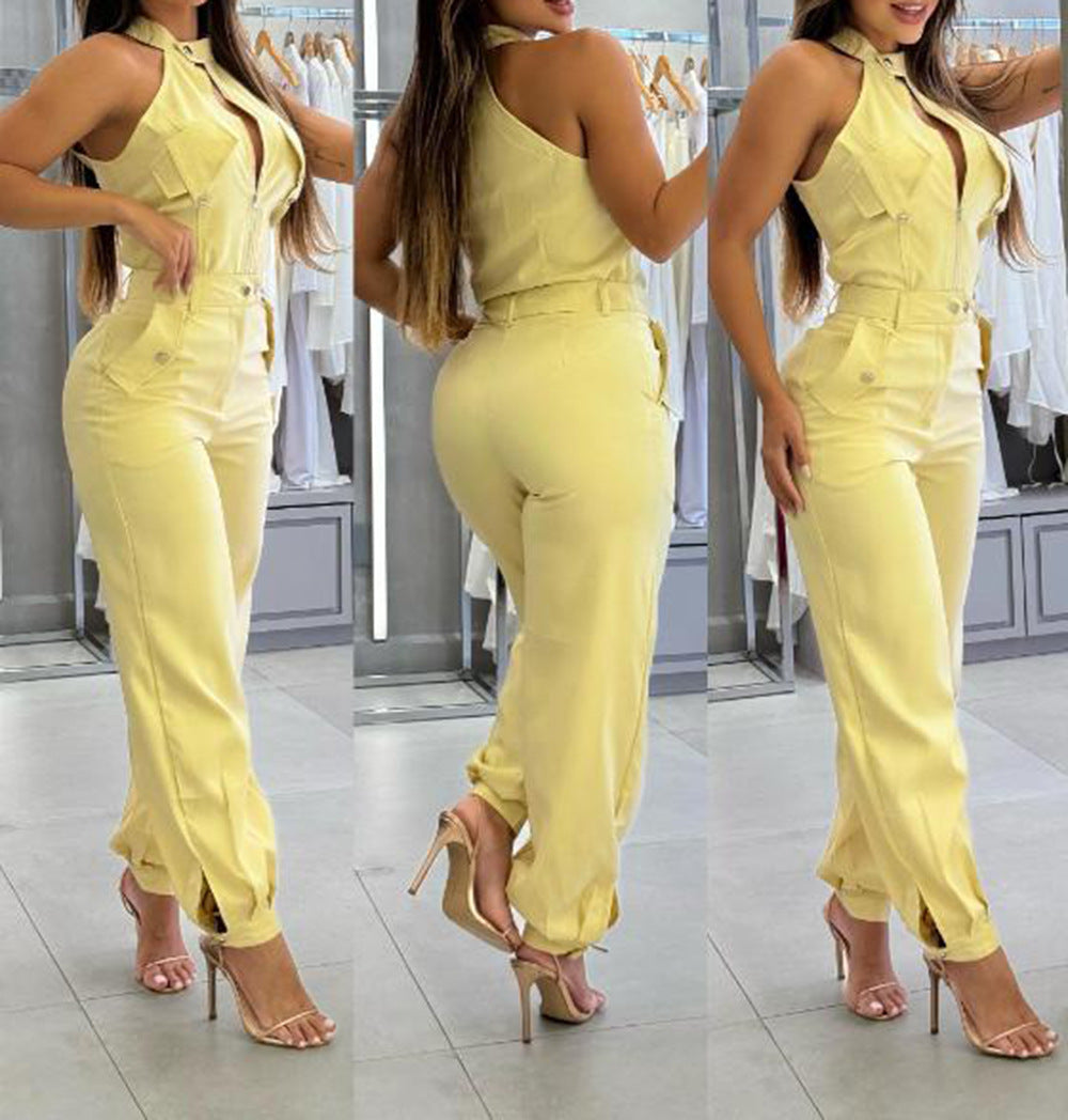 Women Summer Sleeveless Top and Cargo Pants Two-Piece Set 6