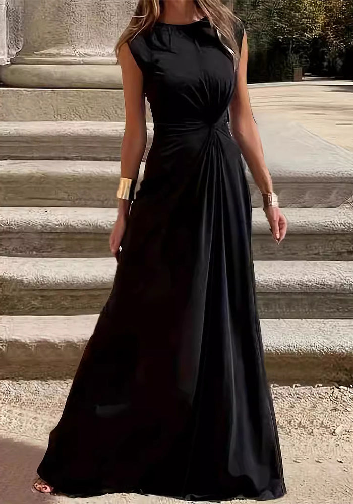 Fashion Casual Chic Slim Waist Elegant Round Neck Long Dress