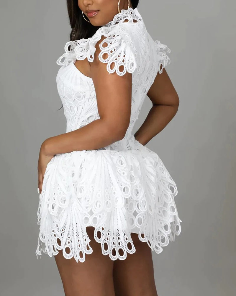 Women Solid Lace Dress 4