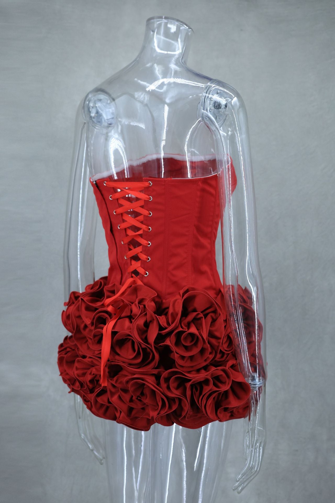 Spring Summer sexy fishbone Strapless lace-up top flower short skirt two piece set 16