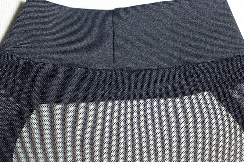 Women Solid Sexy Hollow Mesh Patchwork Bodycon Dress 11