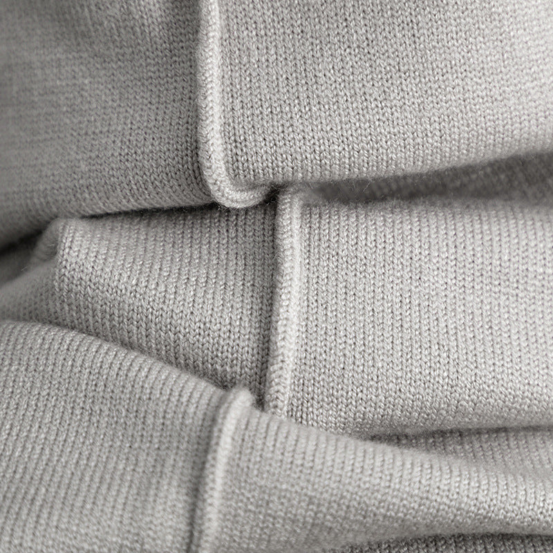 Women autumn and winter loose solid sweater and slit wide-leg pants two-piece set 26