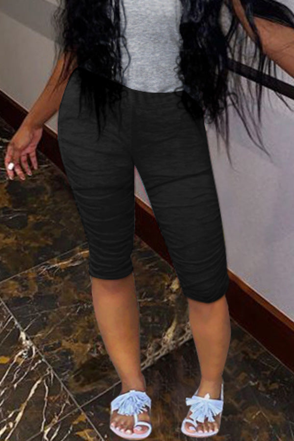 Women's Pockets Ruched Slim Fit Midi Pants 4